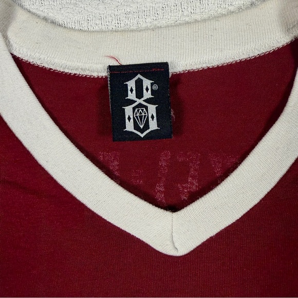 Vintage Rebel 8 V Neck Ringer‎ T. Shirt M Mike Giant RARE Skater Goth Punk 2000s - Picture 3 of 9